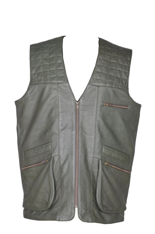 Green Cow Stone Wash Leather Vest